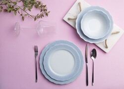  - Porland Ayliz Mavi 24 Parça 6 Kişilik Yemek Takımı