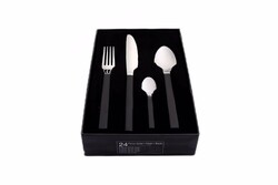  - Porland Belen Siyah Çatak Kaşık Bıçak Takımı 24 Parça
