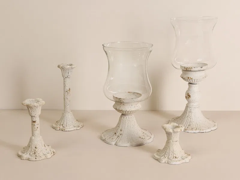 Porland Bloom Metal Beyaz Mumluk 32cm - Thumbnail