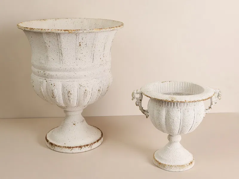 Porland Bloom Metal Beyaz Vazo 30x26cm 