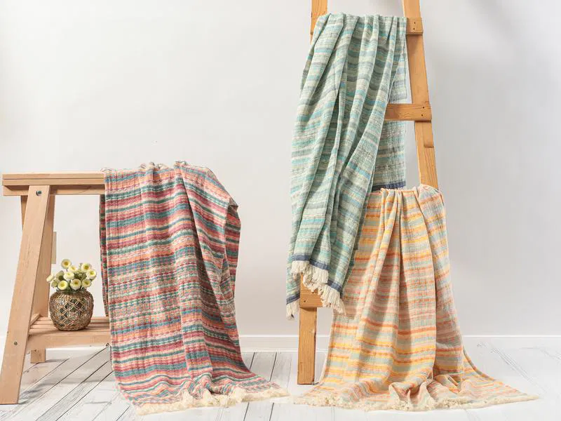 Porland Chantilly Mint Pamuk Throw 130x170cm 