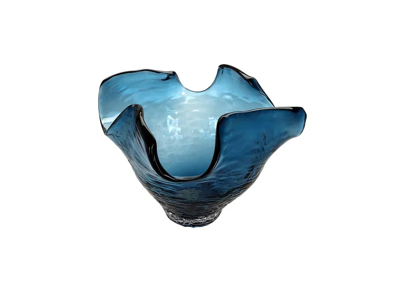 Porland Dalga Cam Mavi Kase 30x21cm 