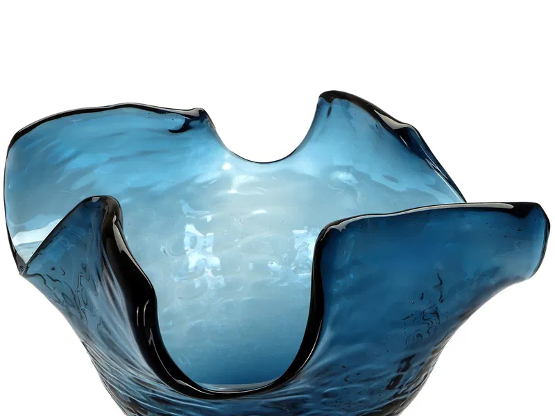 Porland Dalga Cam Mavi Kase 30x21cm - Thumbnail