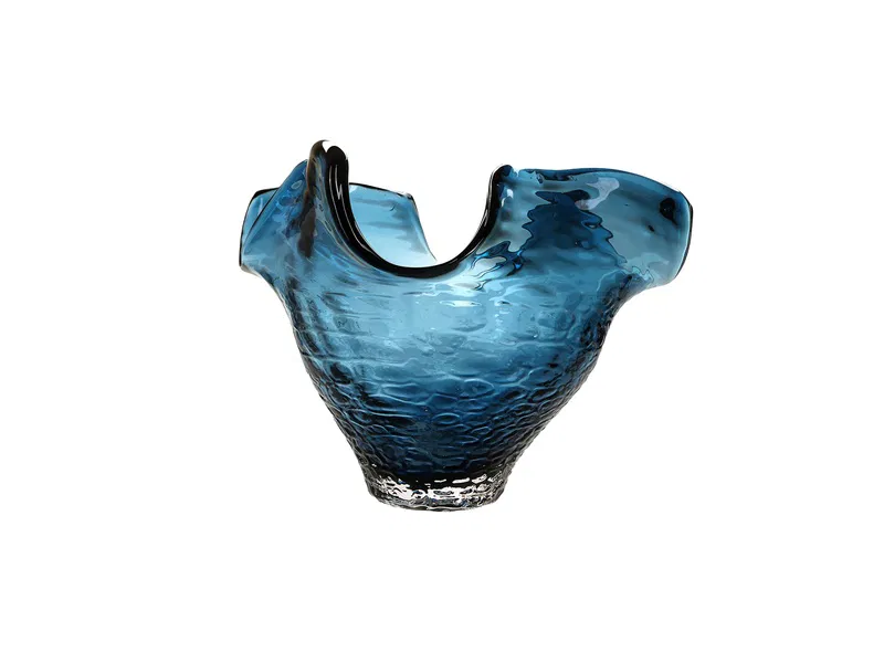 Porland Dalga Cam Mavi Kase 30x21cm 