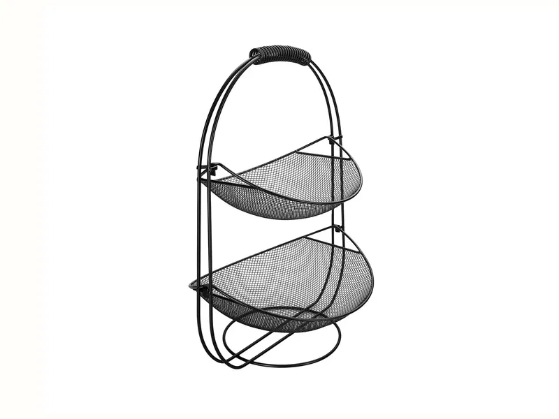 Porland Decipula Siyah İki Katlı Oval Meyve Sepeti