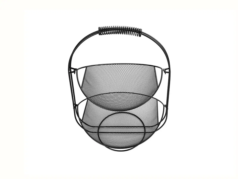 Porland Decipula Siyah İki Katlı Oval Meyve Sepeti