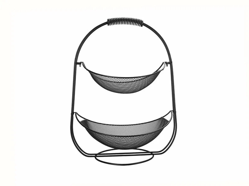 Porland Decipula Siyah İki Katlı Oval Meyve Sepeti