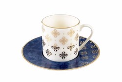  - Porland Evoke Desen2 Mavi Tabaklı Kahve Fincanı 90cc