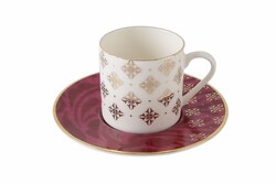  - Porland Evoke Desen4 Fuşya Tabaklı Kahve Fincanı 90cc