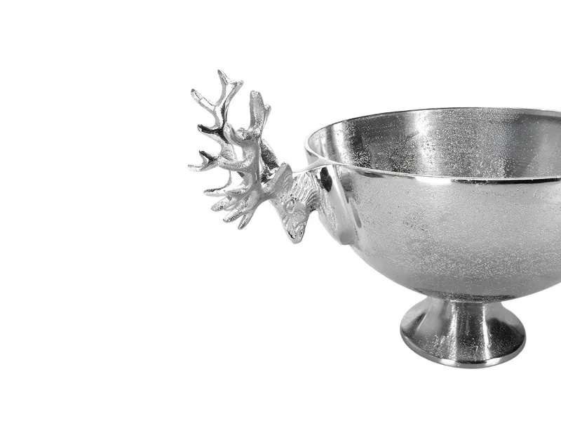 Porland Geyik Gümüş Rengi Ayaklı Kase 27x24cm - Thumbnail