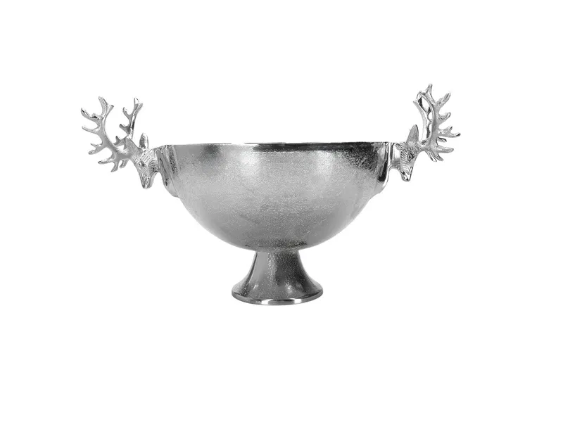 Porland Geyik Gümüş Rengi Ayaklı Kase 27x24cm - Thumbnail