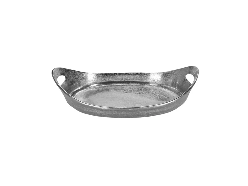  - Porland La Cote Gümüş Rengi Oval Tepsi 47x28x11cm