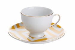  - Porland Morocco Desen4 Sarı Tabaklı Kahve Fincanı 80cc