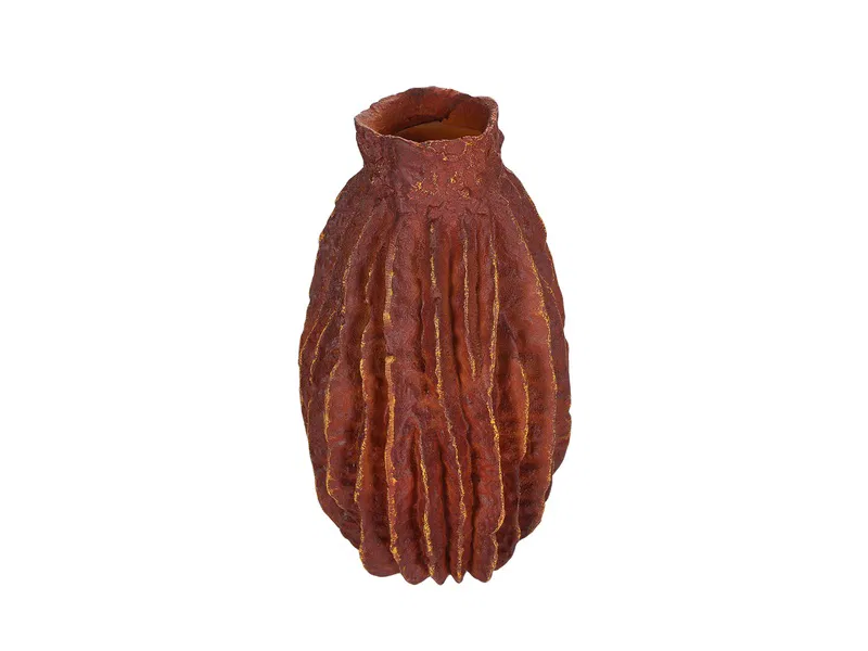 Porland Ribbed Kırmızı Vazo 29cm 