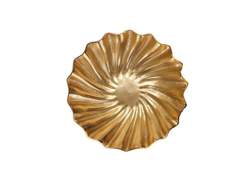 Porland Scallop Altın Rengi Dekoratif Kase 9x38cm 