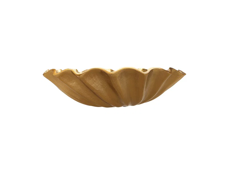 Porland Scallop Altın Rengi Dekoratif Kase 9x38cm - Thumbnail
