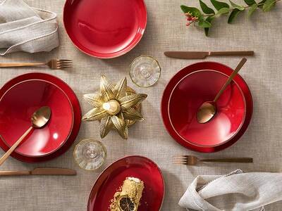 Porland Seasons Kırmızı 30 Parça 6 Kişilik Yemek Takımı