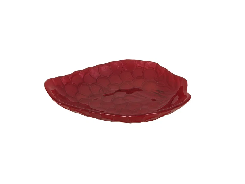 Porland Üzüm Cam Çerezlik Bordo 16cm 