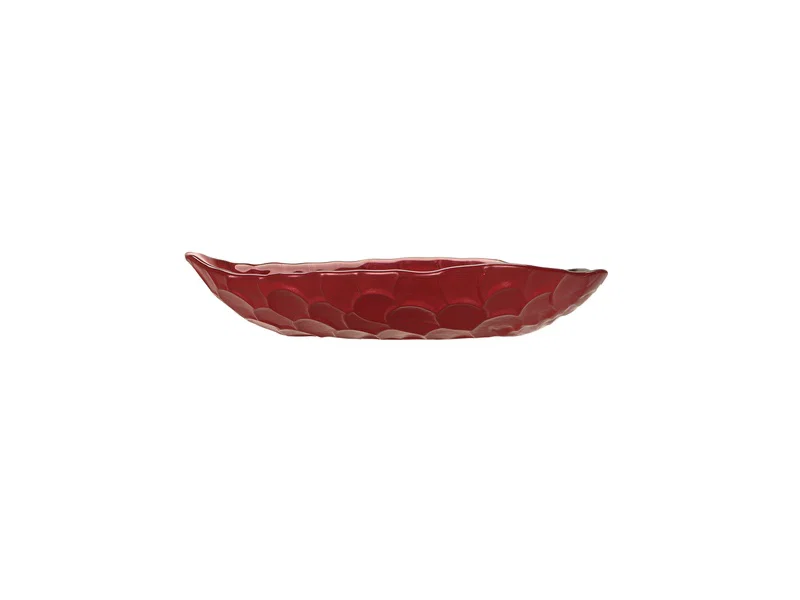 Porland Üzüm Cam Çerezlik Bordo-Yeşil 16cm