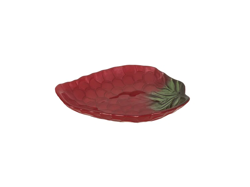 Porland Üzüm Cam Çerezlik Bordo-Yeşil 16cm