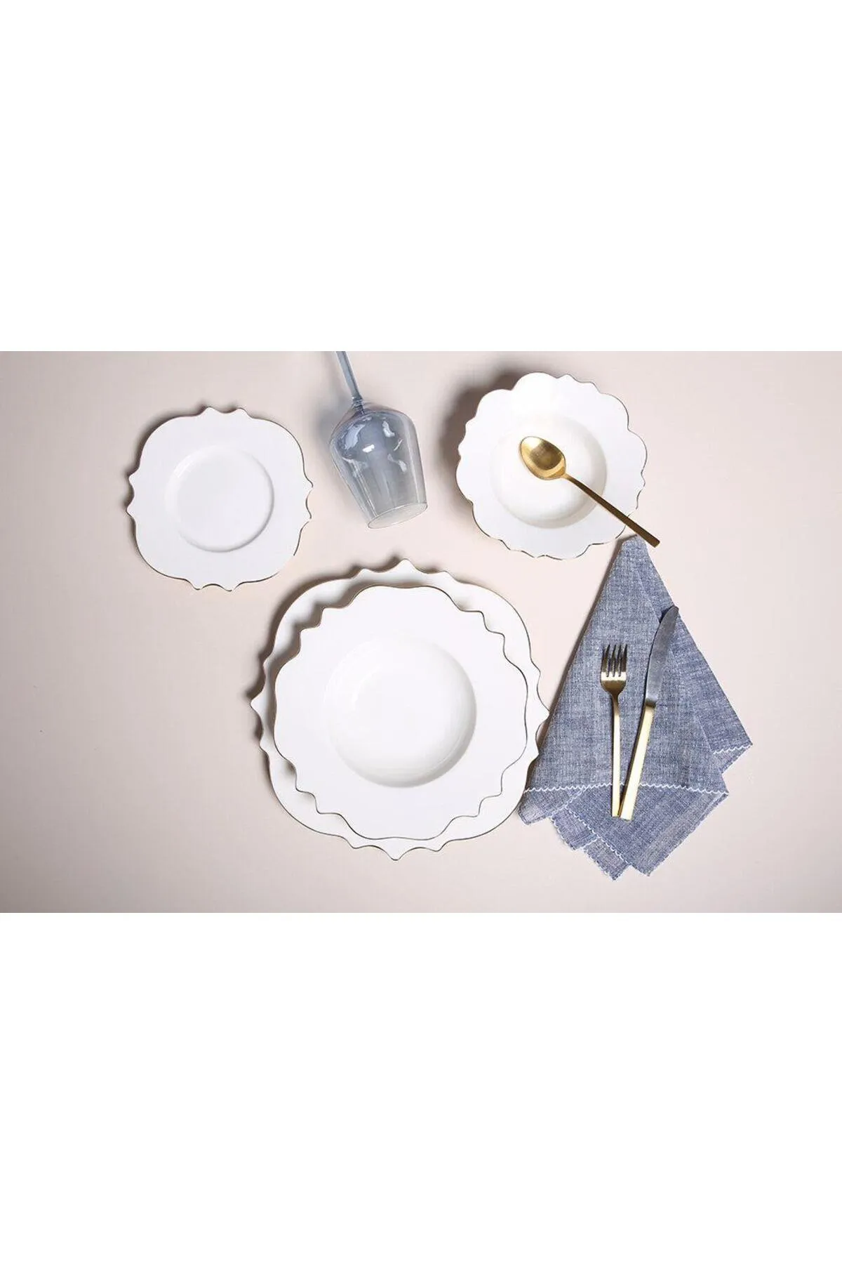  - Porland Vintage Altın Yaldız 24 Parça 6 Kişilik Yemek Takımı