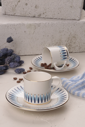  - Porser Palm Mavi Kahve Takımı 4 Parça